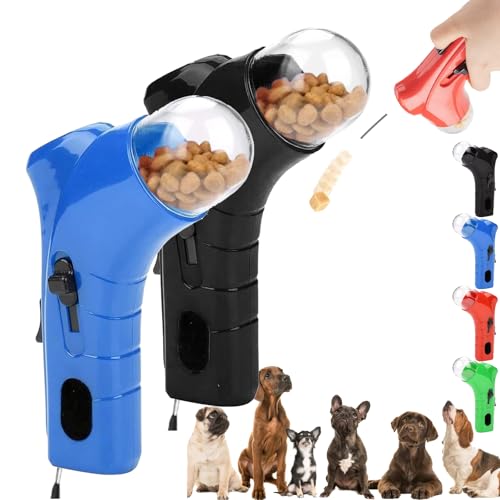 Cat Treat Gun, Pet Treat Launcher Snack Toy, Pet Food Dispenser Launchers, Dog Food Catapult, Handheld pet Feeding Interactive Toys for Dog Cat Exercise Training (Blue, Black) von Camic