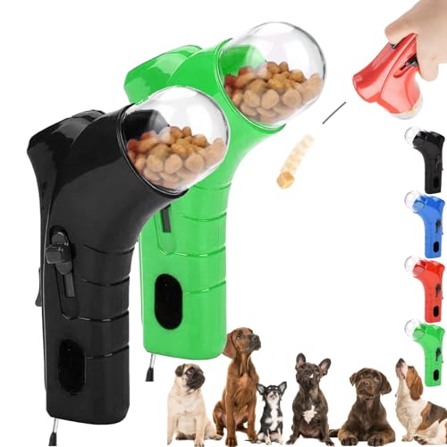 Cat Treat Gun, Pet Treat Launcher Snack Toy, Pet Food Dispenser Launchers, Dog Food Catapult, Handheld pet Feeding Interactive Toys for Dog Cat Exercise Training (Green, Black) von Camic