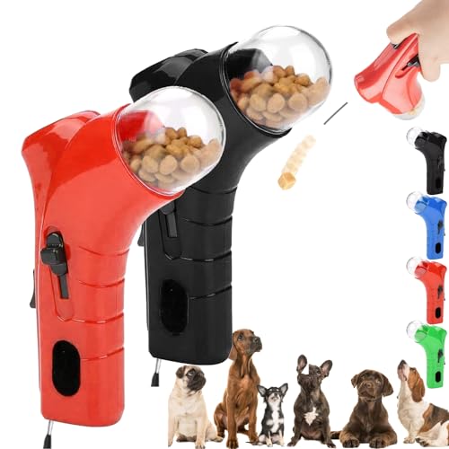 Cat Treat Gun, Pet Treat Launcher Snack Toy, Pet Food Dispenser Launchers, Dog Food Catapult, Handheld pet Feeding Interactive Toys for Dog Cat Exercise Training (Red, Black) von Camic