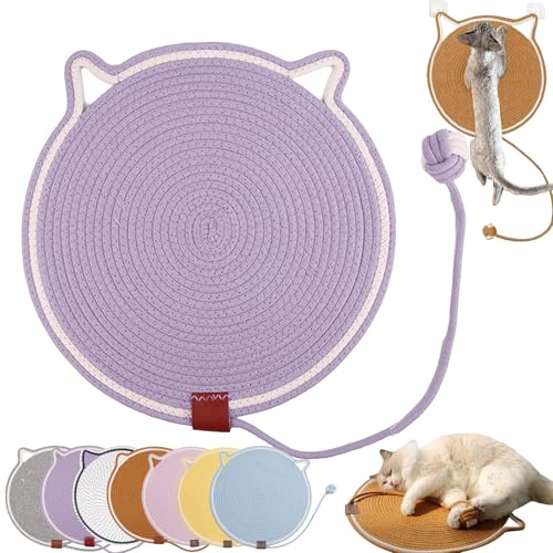 Celery Pets Dual Scratching Pad, Natural Cotton Rope Cat Scratching Pad, Cat Scratch Mat for Indoor Cats, Kitten Claw Scratcher Pad for Wall, Couch, Carpets, Sofas (Purple, L(50cm/19.7in)) von Camic