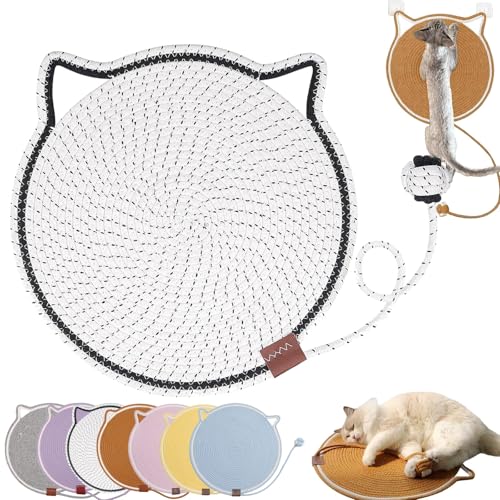 Celery Pets Dual Scratching Pad, Natural Cotton Rope Cat Scratching Pad, Cat Scratch Mat for Indoor Cats, Kitten Claw Scratcher Pad for Wall, Couch, Carpets, Sofas (White, L(50cm/19.7in)) von Camic