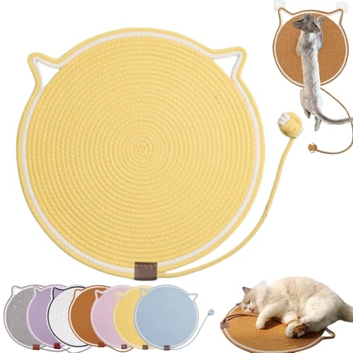 Celery Pets Dual Scratching Pad, Natural Cotton Rope Cat Scratching Pad, Cat Scratch Mat for Indoor Cats, Kitten Claw Scratcher Pad for Wall, Couch, Carpets, Sofas (Yellow, XL(60cm/23.6in) von Camic