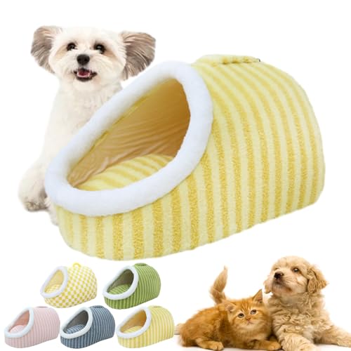 Cozy Dog Nest for Small Dogs Cats, Cozy Hideaway Pet Bed, Cozy Cave Dog Bed, Dog Bed with Cover Cave, Indoor Dog Burrow Bed, Soft Pet Slipper Cave Bed Sleeping Bag (Yellow, Within 10kg) von Camic