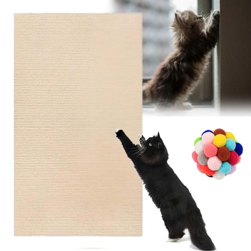 DIY Climbing Cat Scratcher, Cat Scratcher, Kratzmatte Selbstklebend, Kratzmatte Katze, Kratzmatte Katze Wand, Kratzteppich Selbstklebend, Katzen Kratzmatte Selbstklebend (Beige, 30 * 100cm) von Camic