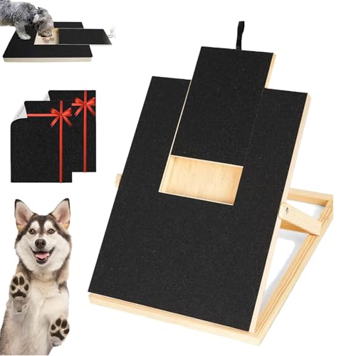 Dog Nail Scratch Board, Nail Scratcher Board for Dogs, Upgraded Pull-Out Dog Nail File Board Scratch Pad Treat Box, Durable Nail Grooming Board for Dogs (Black, with Bracket) von Camic