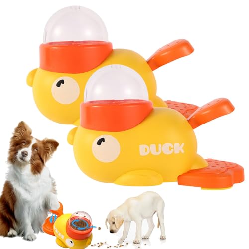 Duck Shape Dog Slow Feeder Toy for Pet Food Dispenser, 2-in-1 Interactive Dog Puzzle Feeder, Pet Treat Dispenser with Button, Duck Feeder for Indoor Cats Feeding (2 Pcs) von Camic