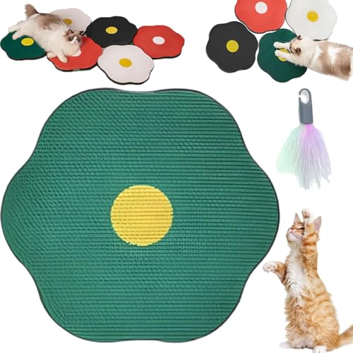 Flower Scratching Pad for Cats, Flower Shaped Cat Scratching Pads, Cat Wall Scratcher Corrugated Cardboard, Wall Hanging Cat Scratching Post Mat Cats Grinding Nail Pad (Green) von Camic