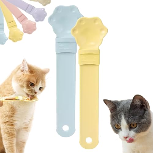 Happy Spoon for Cats, Cuddles and Meow Cat Treat Feeder, Claw Shape Cat Strip Happy Spoon, Multifunktionaler Haustier-Löffel, Cat Strip Feeder, Cat Wet Treats Dispense Spoon with 0 Waste (2pcs-2) von Camic