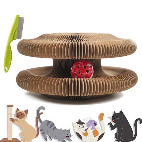 Kitty Curls Cat Toy, Cat Kurlz, Accordion Cardboard Cat Toy, Interactive Cat Scratching Board, Foldable Cat Scratch Board Toy with Bell for Indoor Cats (1 Pcs) von Camic