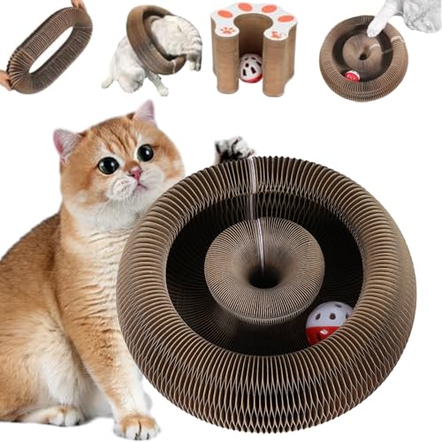 Marlene Pets, Magic Organ Cat Scratching Board Kurlz Toy, Cardboard Cat Toys, Foldable Cat Accordion Toy, Interactive Scratch Pad Cat Toy with Toy Bell Ball (1 Pcs) von Camic