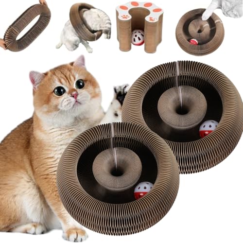 Marlene Pets, Magic Organ Cat Scratching Board Kurlz Toy, Cardboard Cat Toys, Foldable Cat Accordion Toy, Interactive Scratch Pad Cat Toy with Toy Bell Ball (2 Pcs) von Camic