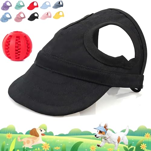 Outdoor Sun Protection Hood for Dogs, Adjustable Pet Sunbonnet Dog Baseball Hat Pet, Pet Dog Sun Protection Visor Hat with Ear Holes and Adjustable Strap (Black, L) von Camic