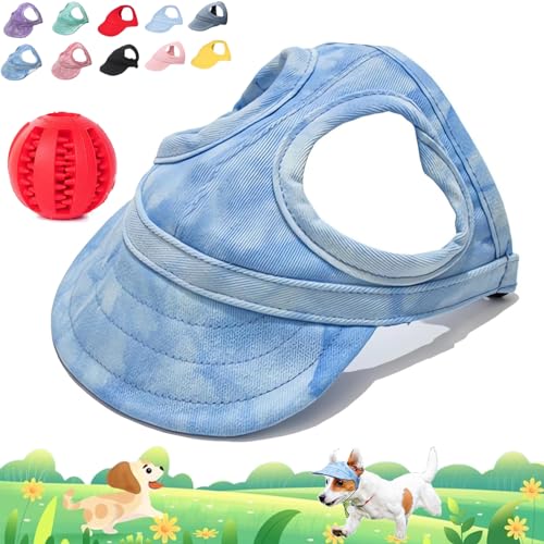 Outdoor Sun Protection Hood for Dogs, Adjustable Pet Sunbonnet Dog Baseball Hat Pet, Pet Dog Sun Protection Visor Hat with Ear Holes and Adjustable Strap (Cloud Blue, M) von Camic