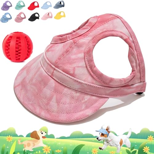 Outdoor Sun Protection Hood for Dogs, Adjustable Pet Sunbonnet Dog Baseball Hat Pet, Pet Dog Sun Protection Visor Hat with Ear Holes and Adjustable Strap (Cloud Pink, L) von Camic