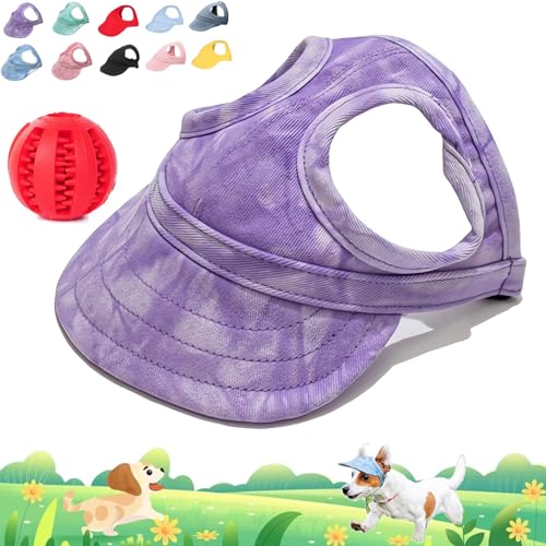 Outdoor Sun Protection Hood for Dogs, Adjustable Pet Sunbonnet Dog Baseball Hat Pet, Pet Dog Sun Protection Visor Hat with Ear Holes and Adjustable Strap (Cloud Purple, L) von Camic