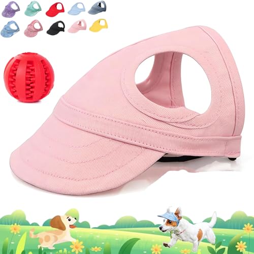 Outdoor Sun Protection Hood for Dogs, Adjustable Pet Sunbonnet Dog Baseball Hat Pet, Pet Dog Sun Protection Visor Hat with Ear Holes and Adjustable Strap (Pink, L) von Camic