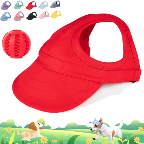 Outdoor Sun Protection Hood for Dogs, Adjustable Pet Sunbonnet Dog Baseball Hat Pet, Pet Dog Sun Protection Visor Hat with Ear Holes and Adjustable Strap (Red, L) von Camic