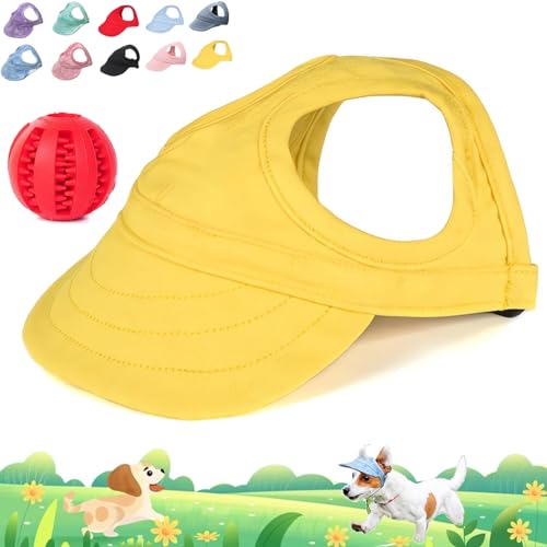 Outdoor Sun Protection Hood for Dogs, Adjustable Pet Sunbonnet Dog Baseball Hat Pet, Pet Dog Sun Protection Visor Hat with Ear Holes and Adjustable Strap (Yellow, L) von Camic