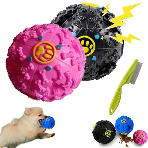 PawCia Giggle Ball, Pawcia Giggle Sound Dog Ball, Pawcia Dog Ball Dog Feeder Toy, Dog Feeder Toy Interactive Game for Dogs Fill with Food Dogs Food Dispenser (2pcs-3, L 4.72 inches) von Camic