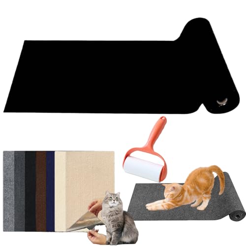 Pawmingle Cat Scratching Carpet, Sticky Scratch Wall Mat, Cat Scratching Mat, Cat Scratch Furniture Protector, Trimmable Cat Scratching Pad for Cat Tree, Steps (Black, 30cm*100cm(11.8in*39.4in)) von Camic