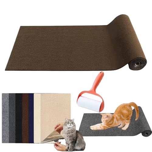 Pawmingle Cat Scratching Carpet, Sticky Scratch Wall Mat, Cat Scratching Mat, Cat Scratch Furniture Protector, Trimmable Cat Scratching Pad for Cat Tree, Steps (Brown, 40cm*100cm(15.7in*39.4in)) von Camic