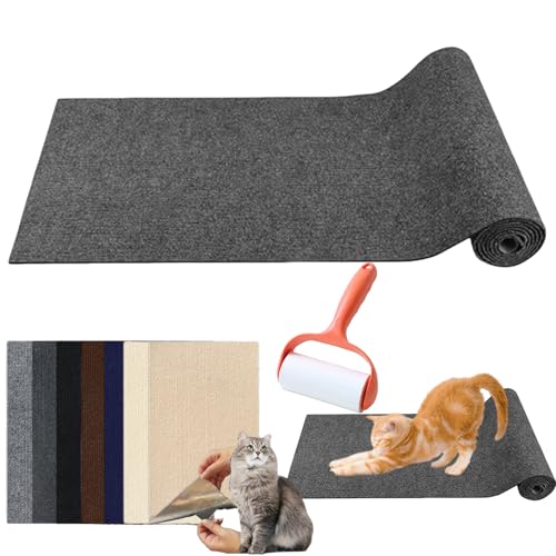 Pawmingle Cat Scratching Carpet, Sticky Scratch Wall Mat, Cat Scratching Mat, Cat Scratch Furniture Protector, Trimmable Cat Scratching Pad for Cat Tree, Steps (Dark Gray, 30cm*100cm(11.8in*39.4in)) von Camic