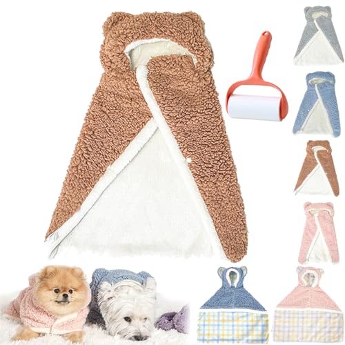 Pet Cape Blanket, Warm Dog Sleeping Blanket, Dog Robes with Hood, Dog Cape Blanket Washable, Soft Winter Thickened Coat Wraps for Small Medium Dogs & Cats (Brown, L) von Camic