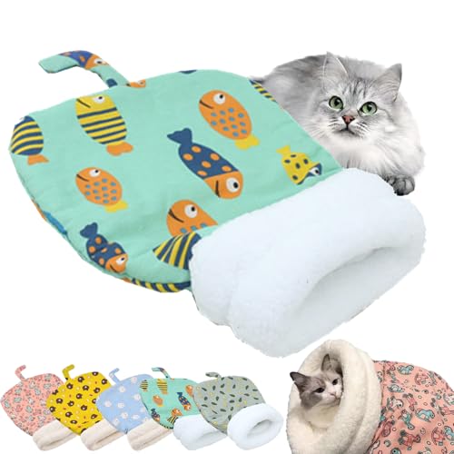 Pet Cats Nest, Cat Sleeping Bag for Indoor Cats, Cozy Hideaway Pet Bed, 360° Wrap Comfortable Pet Snuggle Sack, Warm Winter Cat Cave Bed for Small Cats and Dogs (Green, Under 6kg) von Camic