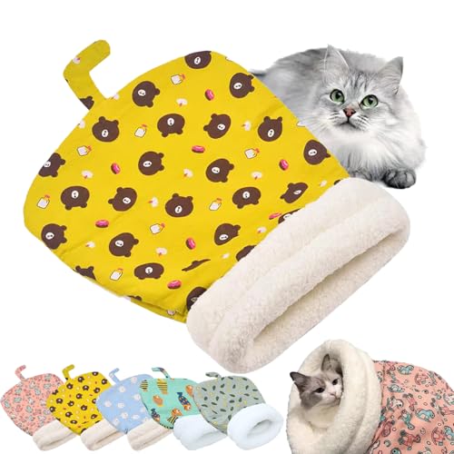 Pet Cats Nest, Cat Sleeping Bag for Indoor Cats, Cozy Hideaway Pet Bed, 360° Wrap Comfortable Pet Snuggle Sack, Warm Winter Cat Cave Bed for Small Cats and Dogs (Yellow, Under 6kg) von Camic