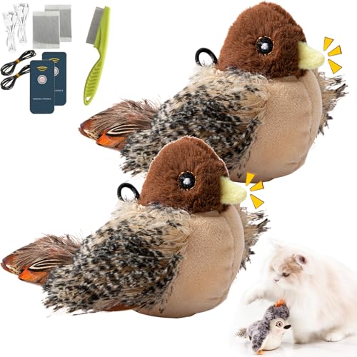 Piper Tomi Cat Toy, Pipertomi Cat Toy, Flapping Bird Cat Toy, Chirping Bird Cat Toy Flapping Wings, Pawfectway Bite Buddy, Pipertomi Bird Cat Toy (2PCS-B) von Camic