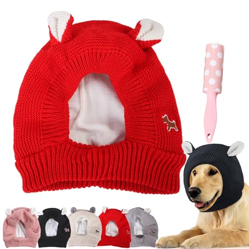 Quiet Ears for Dogs, Dog Ear Muffs Noise Protection, Anxiety Barking Dog Ear Covers, Dog Snood Ear Protector, Winter Ear Warmer Hat for Small Medium Large Dogs Cats (Red, L) von Camic