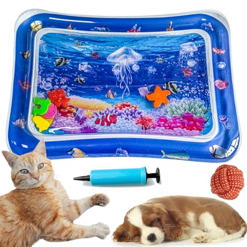 Sensorische Wassermatte Katze, Wasserspielmatte Katze, Thickened Cat Water Mat, Wasserspielmatte für Katzen Im Sommer, Interaktives Aqua Matte Katze Spielmatte (B) von Camic