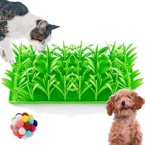 Silicone Grass Mat for Cats, Grasmatte Silikon Katze, Grass Silicone Slow Food Mat, Grass Food Mat, Snuffle Mat Training Natural Foraging Pad Feed Game, Cat Grass Mat for Indoor Cats (1 stuck) von Camic