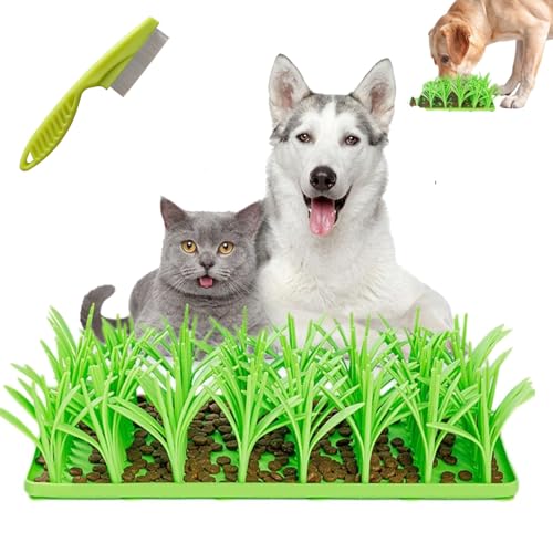 Silicone Grass Mat for Cats, Indoor Interactive Sniff Mats for Dog Cat Pet, Slow Feeding Mat for Pets, Cat Grass Mat Food Toy, Encourages Natural Foraging Skills (Green, 1 PCS) von Camic