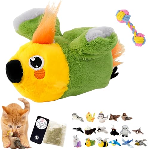 Simulated Chirping Bird Cat Toy, Flapping Bird Cat Toy, Rechargeable Flappy Bird Cat Toy, 3-Speed Beating Mode Cycle, Automatic Cat Toy for Cat Exercise & Kicker to Self Play (17) von Camic