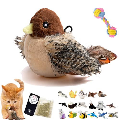 Simulated Chirping Bird Cat Toy, Flapping Bird Cat Toy, Rechargeable Flappy Bird Cat Toy, 3-Speed Beating Mode Cycle, Automatic Cat Toy for Cat Exercise & Kicker to Self Play (2) von Camic