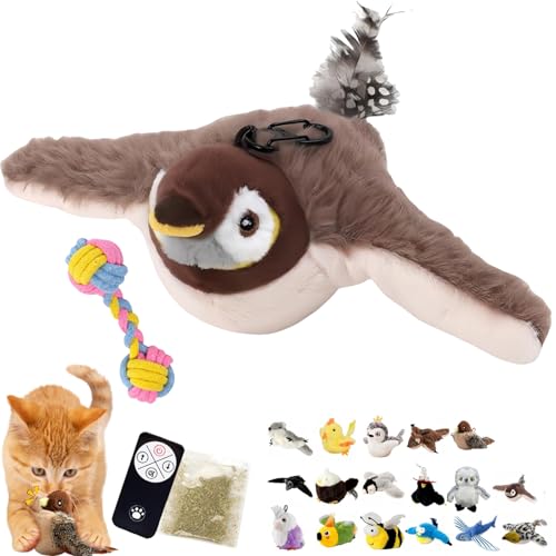 Simulated Chirping Bird Cat Toy, Flapping Bird Cat Toy, Rechargeable Flappy Bird Cat Toy, 3-Speed Beating Mode Cycle, Automatic Cat Toy for Cat Exercise & Kicker to Self Play (4) von Camic