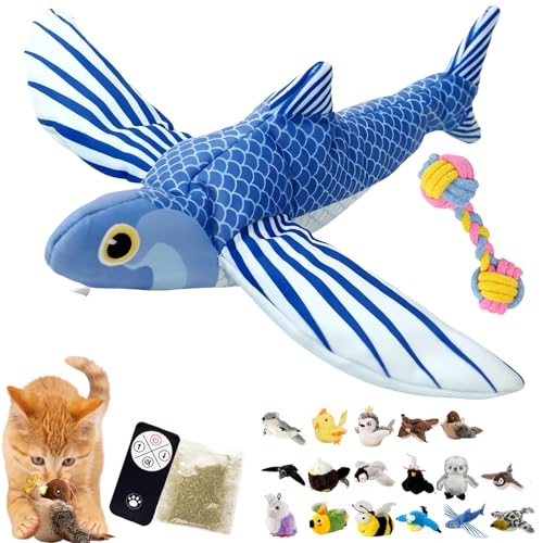 Simulated Chirping Bird Cat Toy, Flapping Bird Cat Toy, Rechargeable Flappy Bird Cat Toy, 3-Speed Beating Mode Cycle, Automatic Cat Toy for Cat Exercise & Kicker to Self Play (6) von Camic