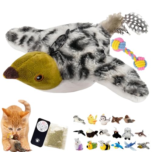 Simulated Chirping Bird Cat Toy, Flapping Bird Cat Toy, Rechargeable Flappy Bird Cat Toy, 3-Speed Beating Mode Cycle, Automatic Cat Toy for Cat Exercise & Kicker to Self Play (7) von Camic