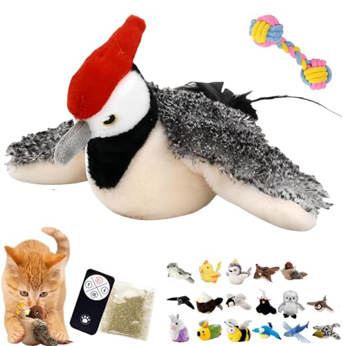 Simulated Chirping Bird Cat Toy, Flapping Bird Cat Toy, Rechargeable Flappy Bird Cat Toy, 3-Speed Beating Mode Cycle, Automatic Cat Toy for Cat Exercise & Kicker to Self Play (8) von Camic