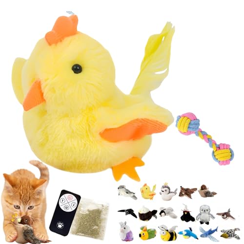 Simulated Chirping Bird Cat Toy, Flapping Bird Cat Toy, Rechargeable Flappy Bird Cat Toy, 3-Speed Beating Mode Cycle, Automatic Cat Toy for Cat Exercise & Kicker to Self Play (9) von Camic