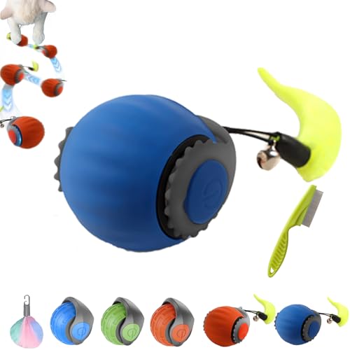 Speedy Tail 2.0, Speedy Tail Katzenspielzeug, Magic Ball Hund, Elektrisch Interaktiver Spielball für Hunde mit Schwanz, Hundespielzeug Ball Elektrisch mit 2 Modi (Blue) von Camic