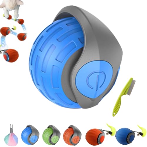 Speedy Tail 2.0, Speedy Tail Katzenspielzeug, Magic Ball Hund, Elektrisch Interaktiver Spielball für Hunde mit Schwanz, Hundespielzeug Ball Elektrisch mit 2 Modi (Blue-1) von Camic