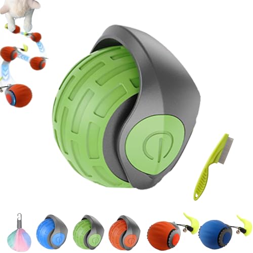 Speedy Tail 2.0, Speedy Tail Katzenspielzeug, Magic Ball Hund, Elektrisch Interaktiver Spielball für Hunde mit Schwanz, Hundespielzeug Ball Elektrisch mit 2 Modi (Green) von Camic