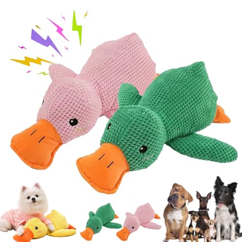 Vivahine Calming Duck Toy, Noovelo Calming Duck for Dogs, The Mellow Yellow Duck Dog Toy, Quacker Duck Chew Toys, Interactive Dog Toys for Aggressive Chewers (Pink, Green, L(38 * 45cm)) von Camic