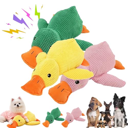 Vivahine Calming Duck Toy, Noovelo Calming Duck for Dogs, The Mellow Yellow Duck Dog Toy, Quacker Duck Chew Toys, Interactive Dog Toys for Aggressive Chewers (Pink, Yellow, Green, L(38 * 45cm)) von Camic