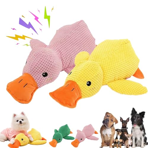 Vivahine Calming Duck Toy, Noovelo Calming Duck for Dogs, The Mellow Yellow Duck Dog Toy, Quacker Duck Chew Toys, Interactive Dog Toys for Aggressive Chewers (Pink, Yellow, L(38 * 45cm)) von Camic