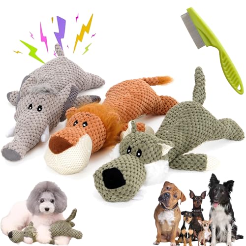 Wowpetsmart Invincible Chewanimals, Wowpetsmart for Heavy Chewers, Calming Elephant Toy for Dogs Small, Dog Chew Toys for Pet Anxiety Relief, Built-in Sound and Teeth Cleaning (3 Pcs) von Camic