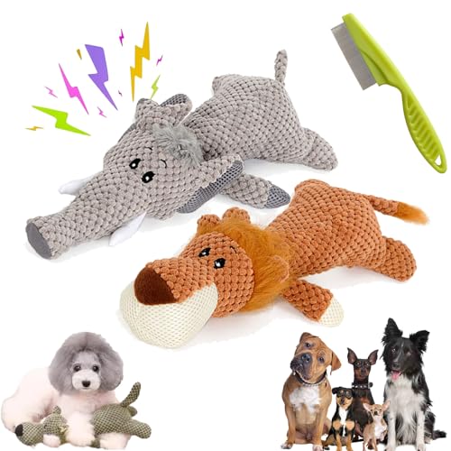 Wowpetsmart Invincible Chewanimals, Wowpetsmart for Heavy Chewers, Calming Elephant Toy for Dogs Small, Dog Chew Toys for Pet Anxiety Relief, Built-in Sound and Teeth Cleaning (Elephant, Lion) von Camic