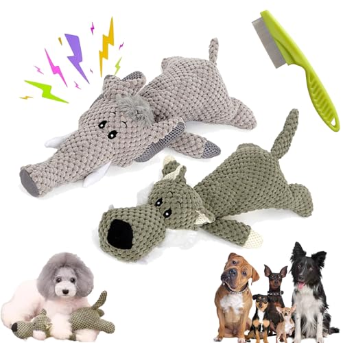 Wowpetsmart Invincible Chewanimals, Wowpetsmart for Heavy Chewers, Calming Elephant Toy for Dogs Small, Dog Chew Toys for Pet Anxiety Relief, Built-in Sound and Teeth Cleaning (Elephant, Wolf) von Camic